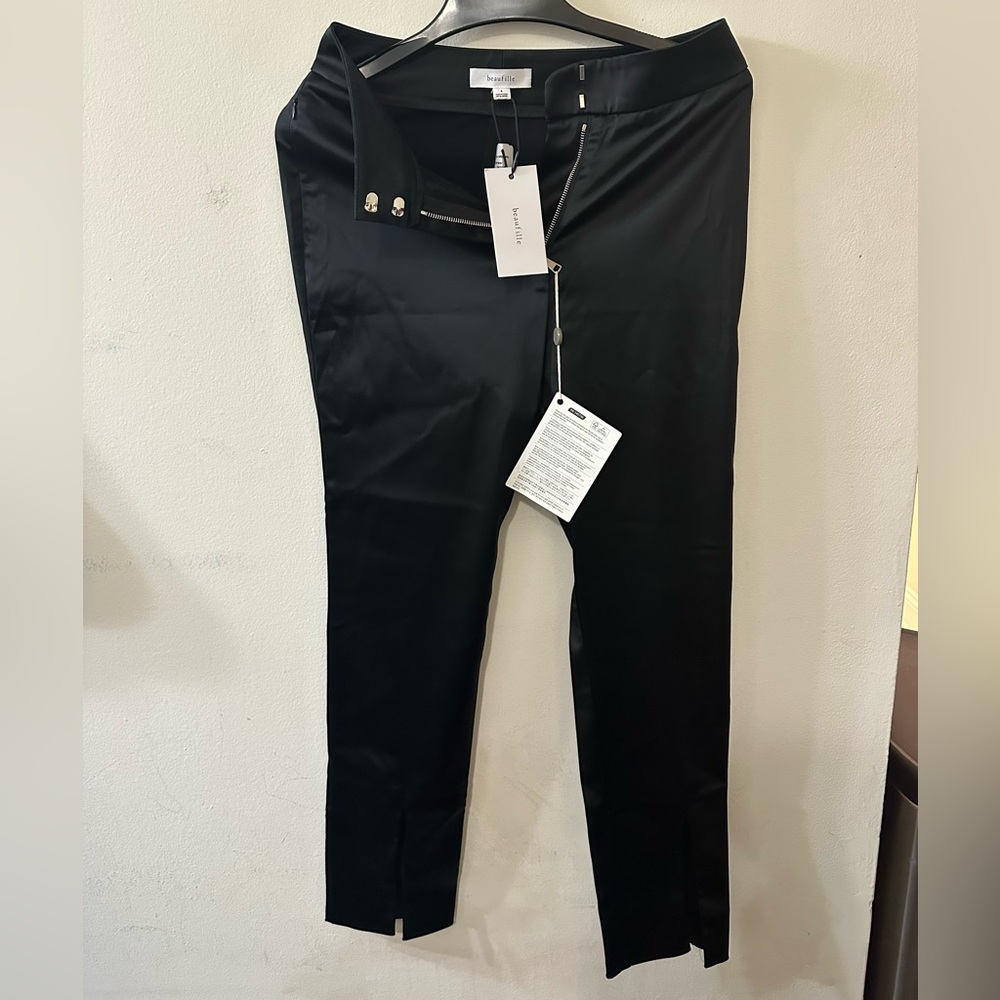Beaufille Charmeuse Slim-Leg Pants in Black